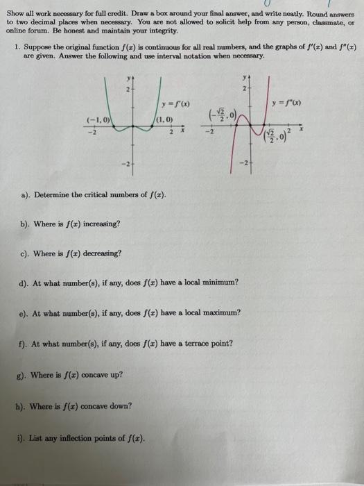 Solved Show all work necessary for full credit. Draw a box | Chegg.com