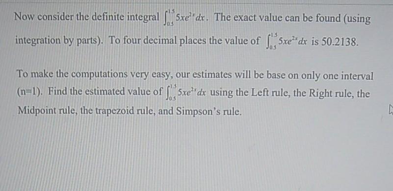 Solved Project for Section 8.8 Numerical Integration Left | Chegg.com