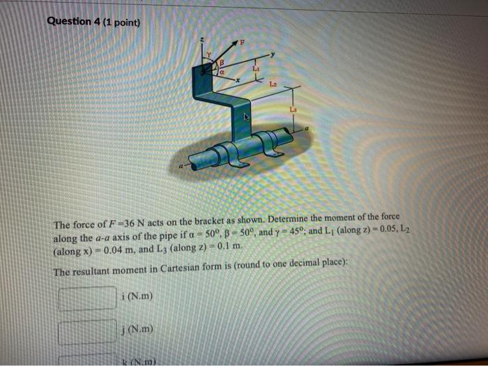 Solved Question 4 1 Point F Ll La The Force Of F 36 N A Chegg Com