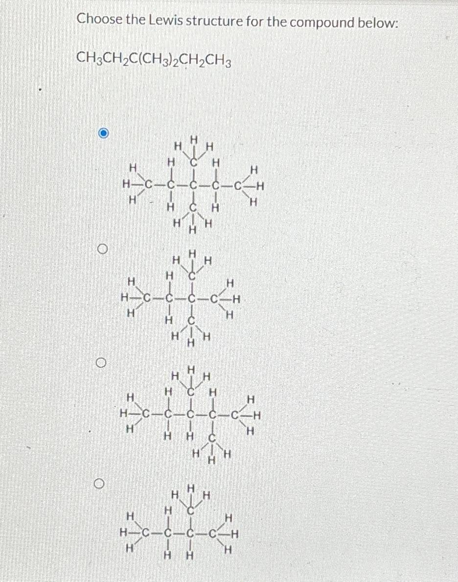 Solved Choose the Lewis structure for the compound | Chegg.com