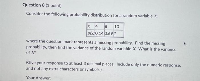 Solved Consider the following probability distribution for a | Chegg.com