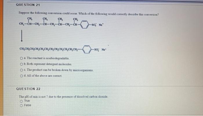 Solved QUESTION 16 Biochemical oxygen demand (BOD) is a. low | Chegg.com