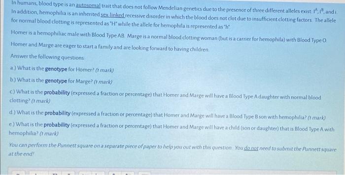 In humans, blood type is an autosomal trait that does not follow Mendelian genetics due to the presence of three different al