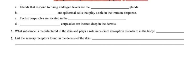 Solved a. Glands that respond to rising androgen levels are | Chegg.com