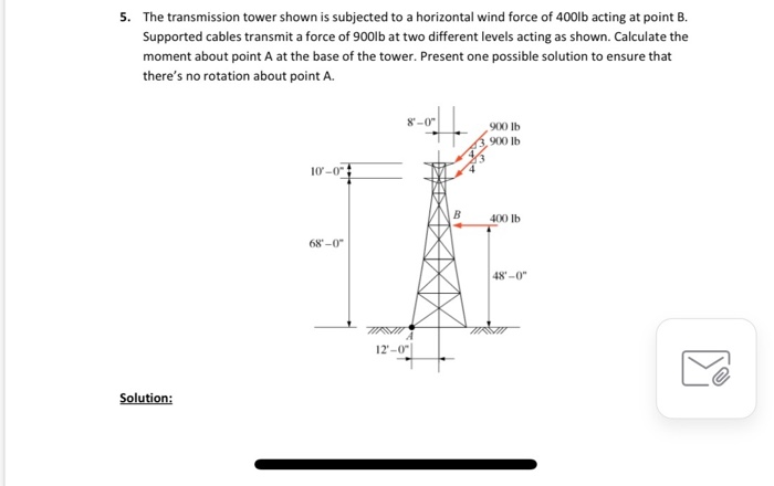 Solved 5. The transmission tower shown is subjected to a | Chegg.com