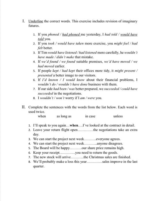 Solved 1. Underline the correct words. This exercise | Chegg.com