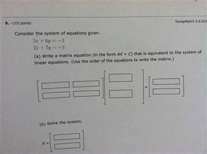 Solved Consider The System Of Equations Given 3x 6y 3 Chegg Com