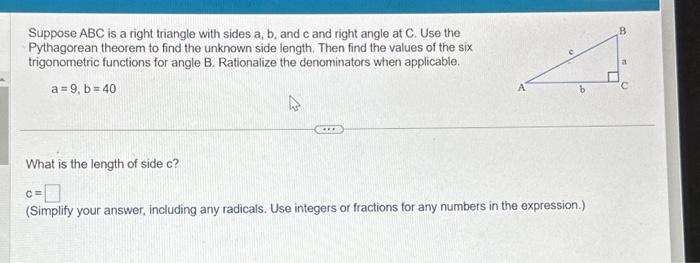 Solved Suppose ABC Is A Right Triangle With Sides A, B, And | Chegg.com