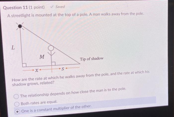 Solved Question 11 (1 point) Saved A streetlight is | Chegg.com