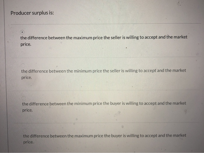 Solved Producer surplus is the difference between the