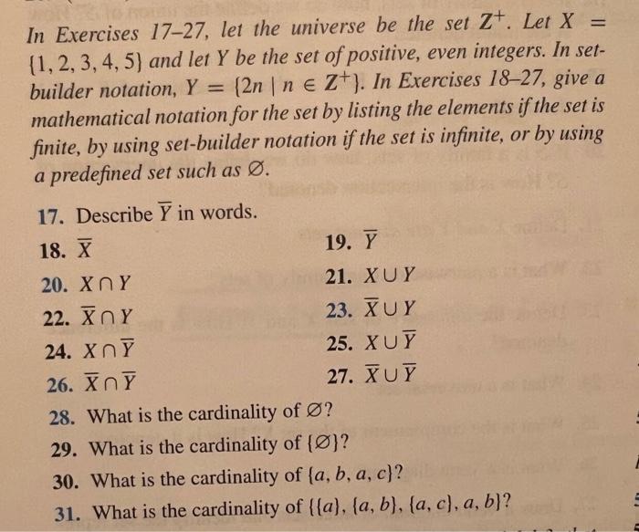 Solved In Exercises 17-27, Let The Universe Be The Set Z+. | Chegg.com