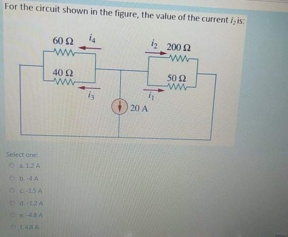 Solved For the circuit shown in the figure, the value of the | Chegg.com