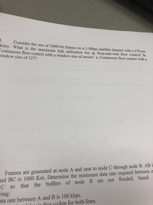 Solved B. Consider The Use Of 1000-bit Frames On A L-Mbps | Chegg.com