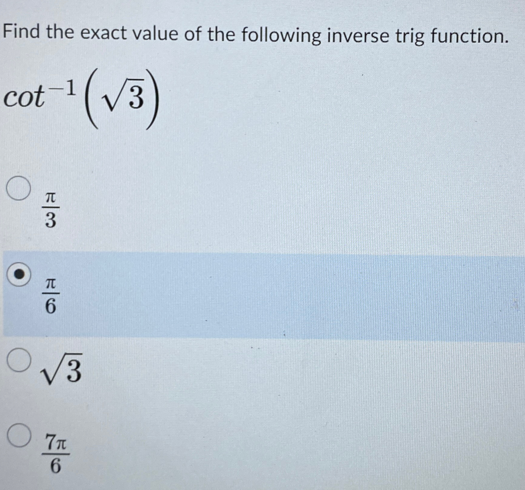 Solved Find the exact value of the following inverse trig | Chegg.com