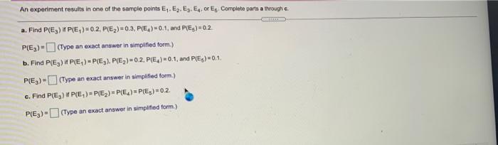 Solved An experiment results in one of the sample points | Chegg.com
