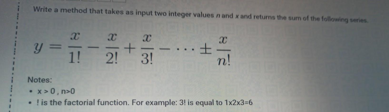 Solved Write a method that takes as input two integer values | Chegg.com