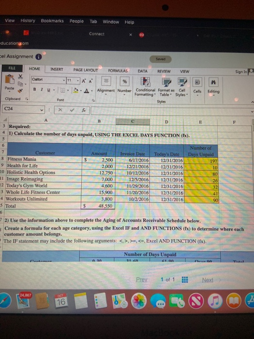 Solved ALL ANSWERS MUST BE IN EXCEL FORMULAS USING THE | Chegg.com