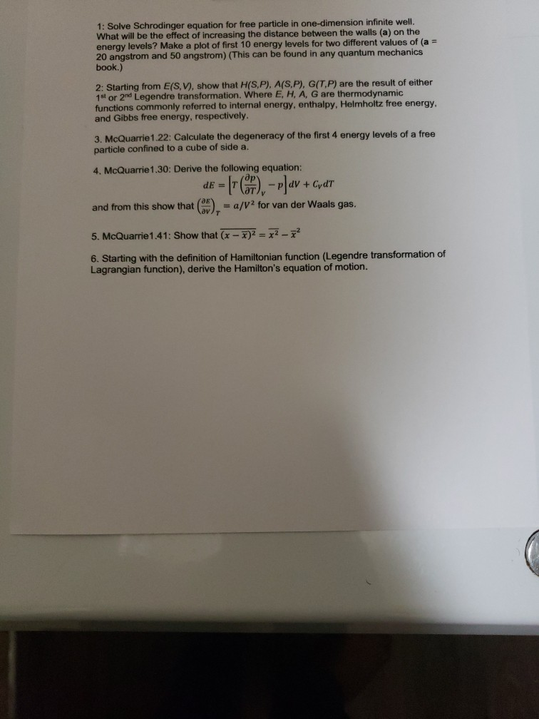 Solved 1: Solve Schrodinger equation for free particle in | Chegg.com