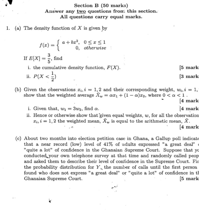 Solved Section B (50 Marks) Answer Any Two Questions From | Chegg.com