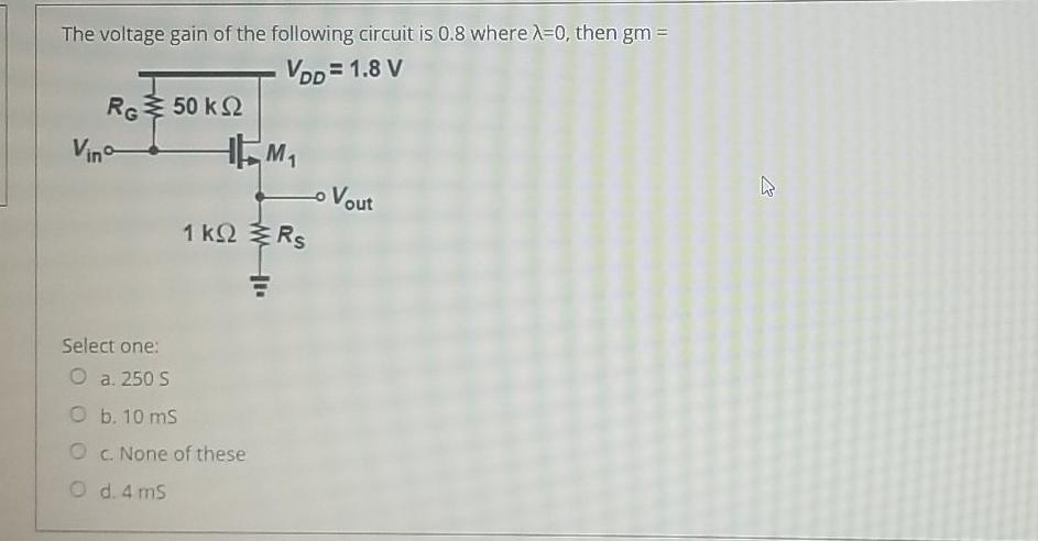 Solved The voltage gain of the following circuit is 0.8 | Chegg.com