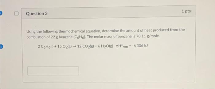 Solved D Question 3 1 pts Using the following thermochemical | Chegg.com