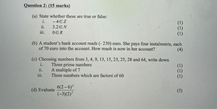 Solved Question 2 15 Marks A State Whether These Are