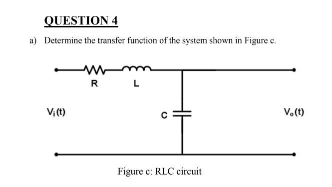 Solved A) Determine The Transfer Function Of The System | Chegg.com