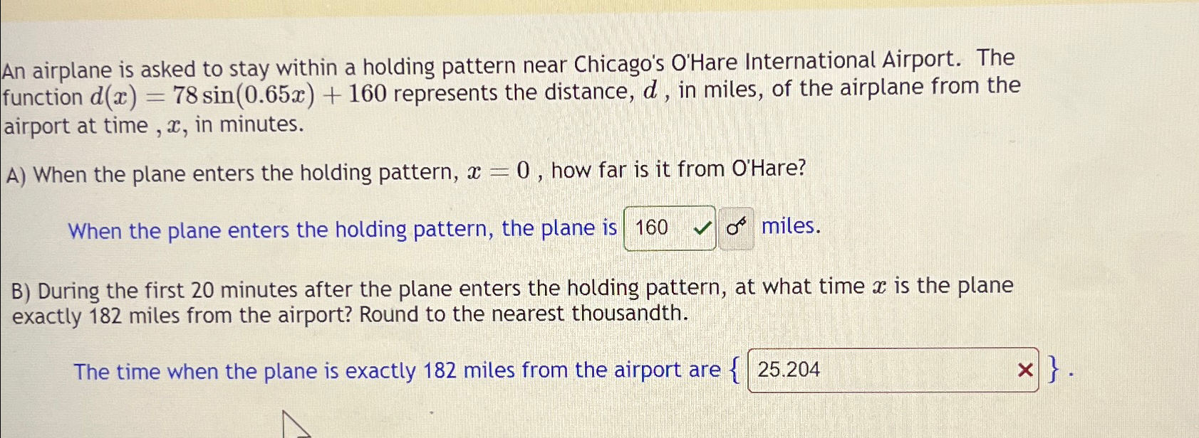 Solved An airplane is asked to stay within a holding pattern | Chegg.com
