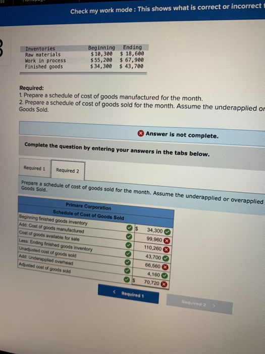 Solved Check my work mode: This shows what is correct or | Chegg.com