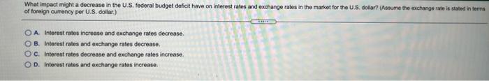 Solved What impact might a decrease in the U.S. federal | Chegg.com
