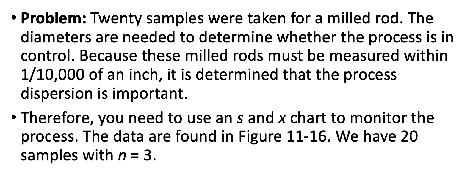 Solved - ﻿Problem: Twenty samples were taken for a milled | Chegg.com