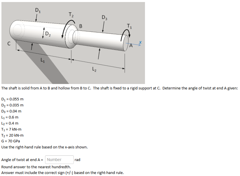 Solved The shaft is ﻿solid from A to B ﻿and hollow from | Chegg.com