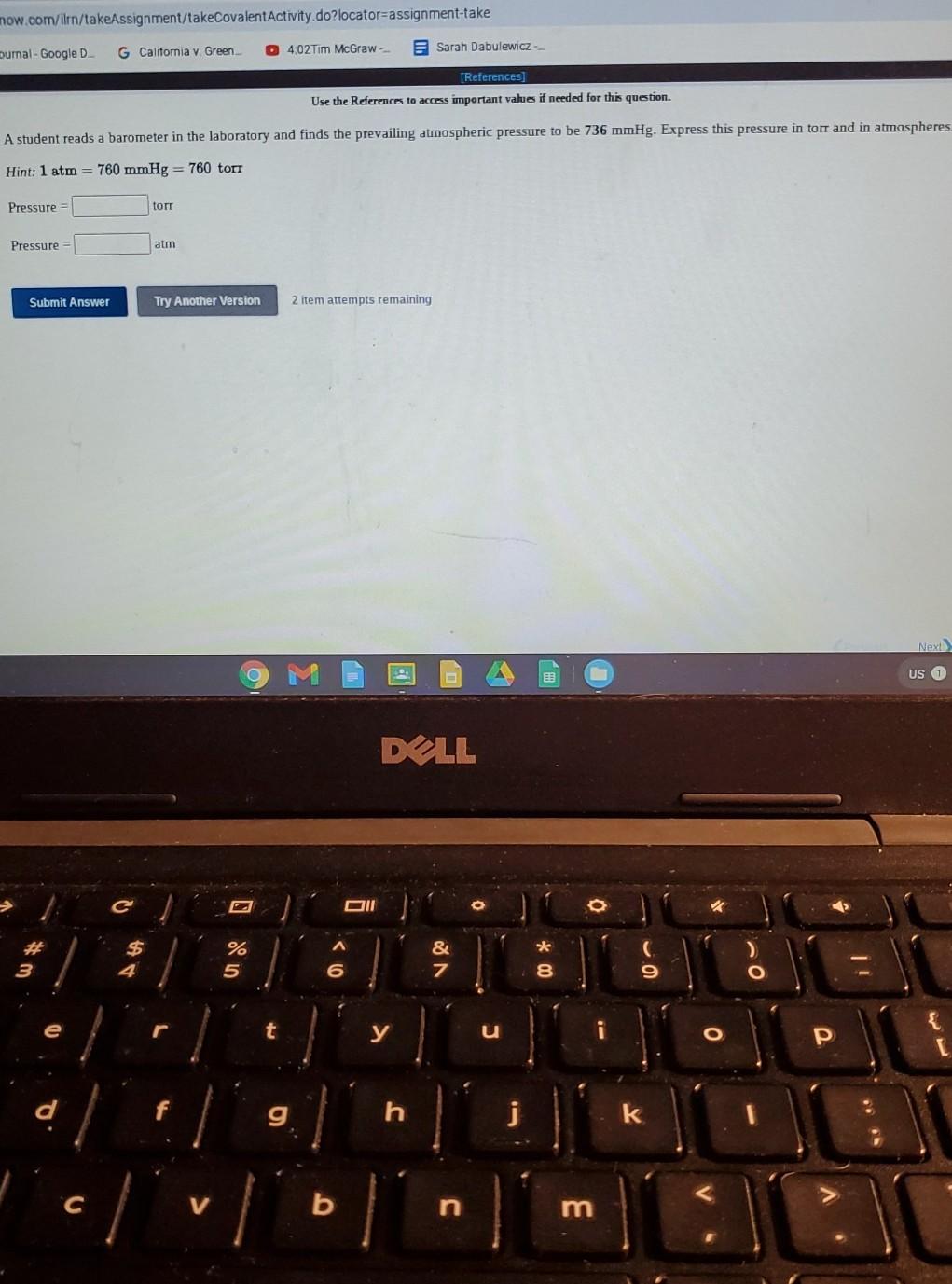 Solved A student reads a barometer in the laboratory and