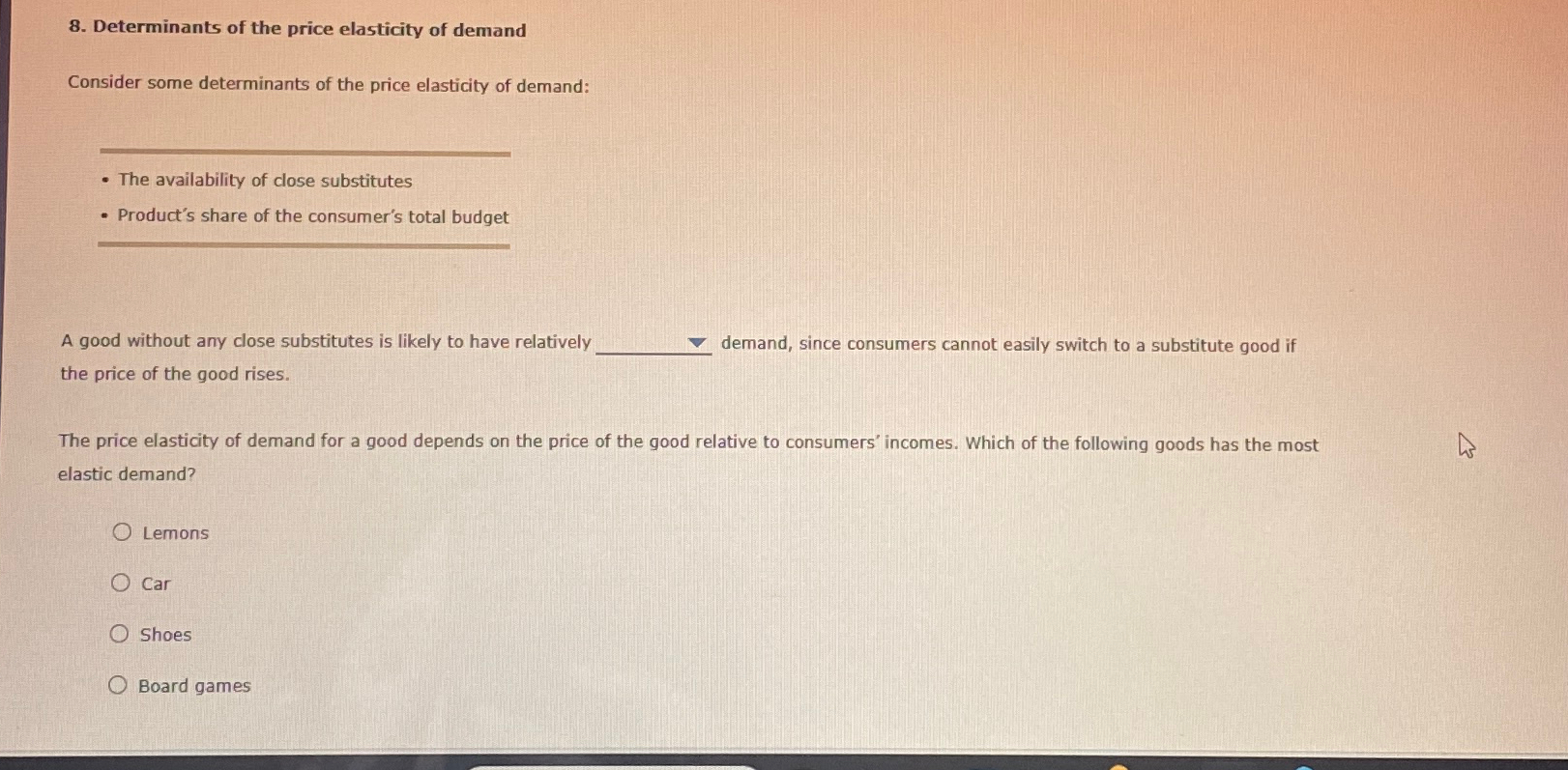 determinants of price elasticity of demand ib