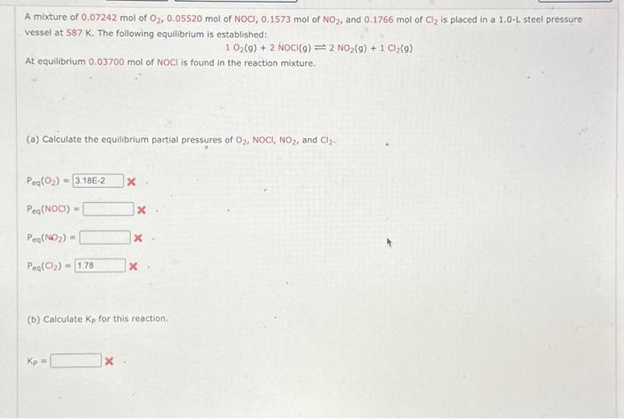 Solved A Mixture Of Mol Of O Mol Of Chegg Com