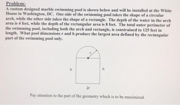 Solved Problem: A custom designed marble swimming pool is | Chegg.com
