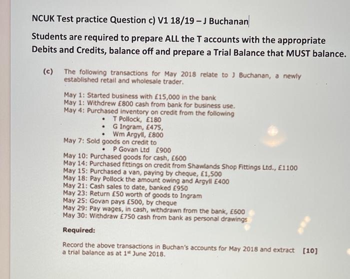 Solved NCUK Test practice Question c) V1 18/19 - J Buchanan | Chegg.com