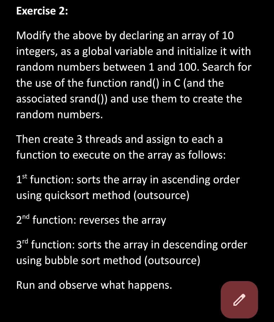 Solved Exercise 1: The following C program creates 10 | Chegg.com