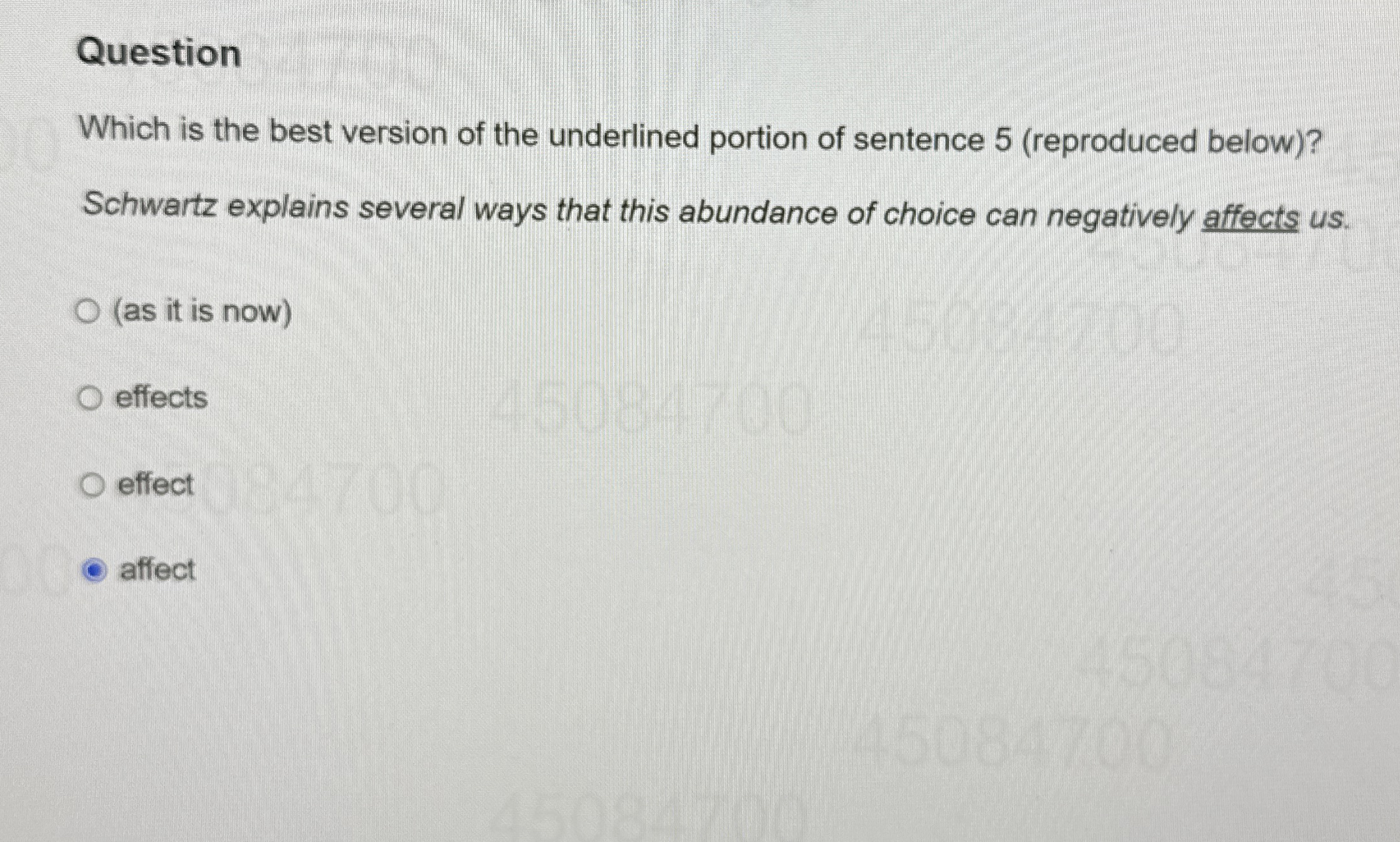 Solved QuestionWhich is the best version of the underlined | Chegg.com