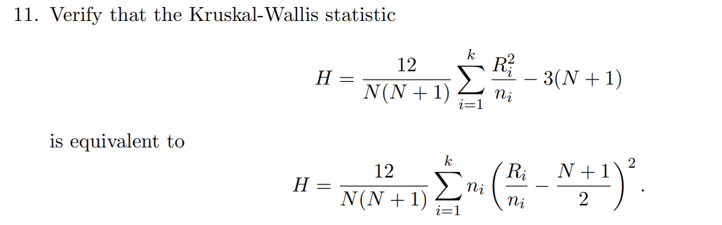 Verify that the Kruskal-Wallis | Chegg.com