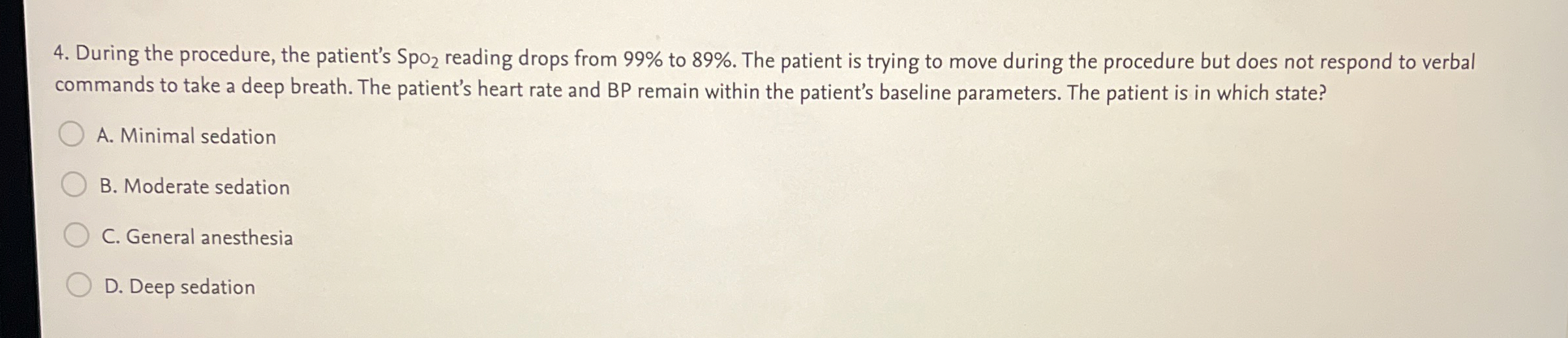 Solved During the procedure, the patient's SpO2 ﻿reading | Chegg.com