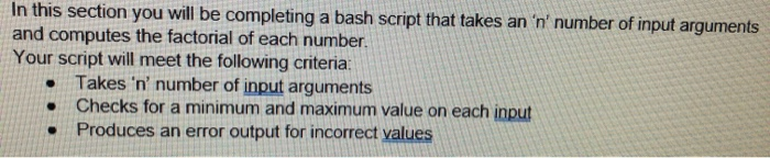 Solved In this section you will be completing a bash script | Chegg.com