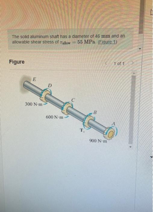 Solved The solid aluminum shaft has a diameter of 46 mm and | Chegg.com