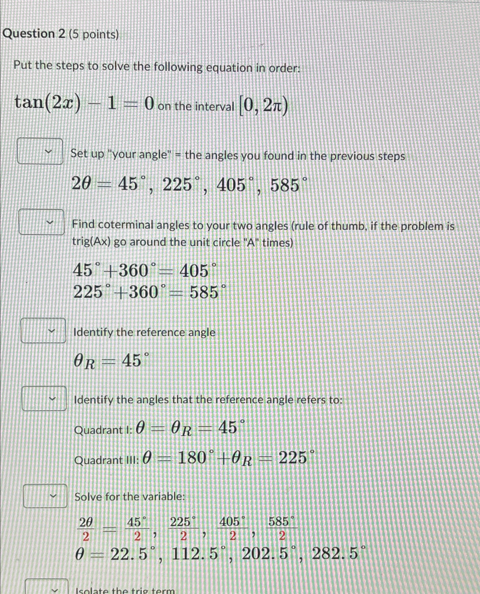 Solved Question 2 (5 ﻿points)Put the steps to solve the | Chegg.com
