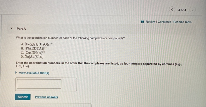 Solved 4 of 4 I Review | Constants Periodic Table Part A | Chegg.com