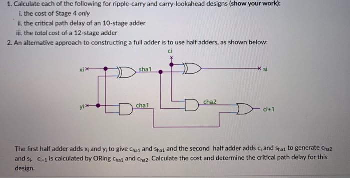 1. Calculate each of the following for ripple-carry | Chegg.com