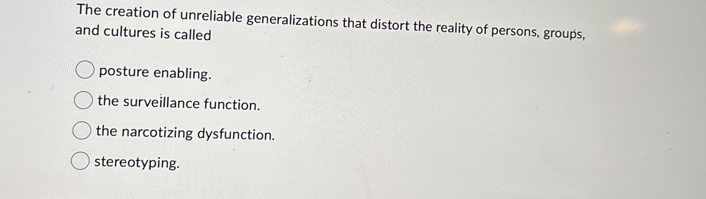 Solved The creation of unreliable generalizations that | Chegg.com