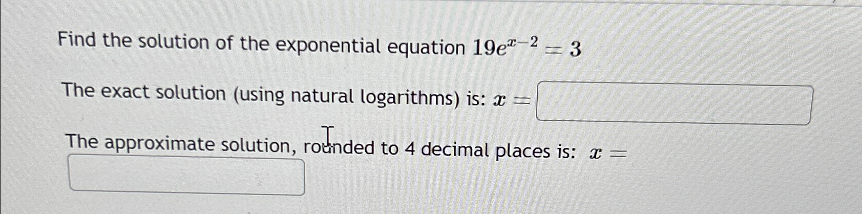 Solved Find the solution of the exponential equation | Chegg.com