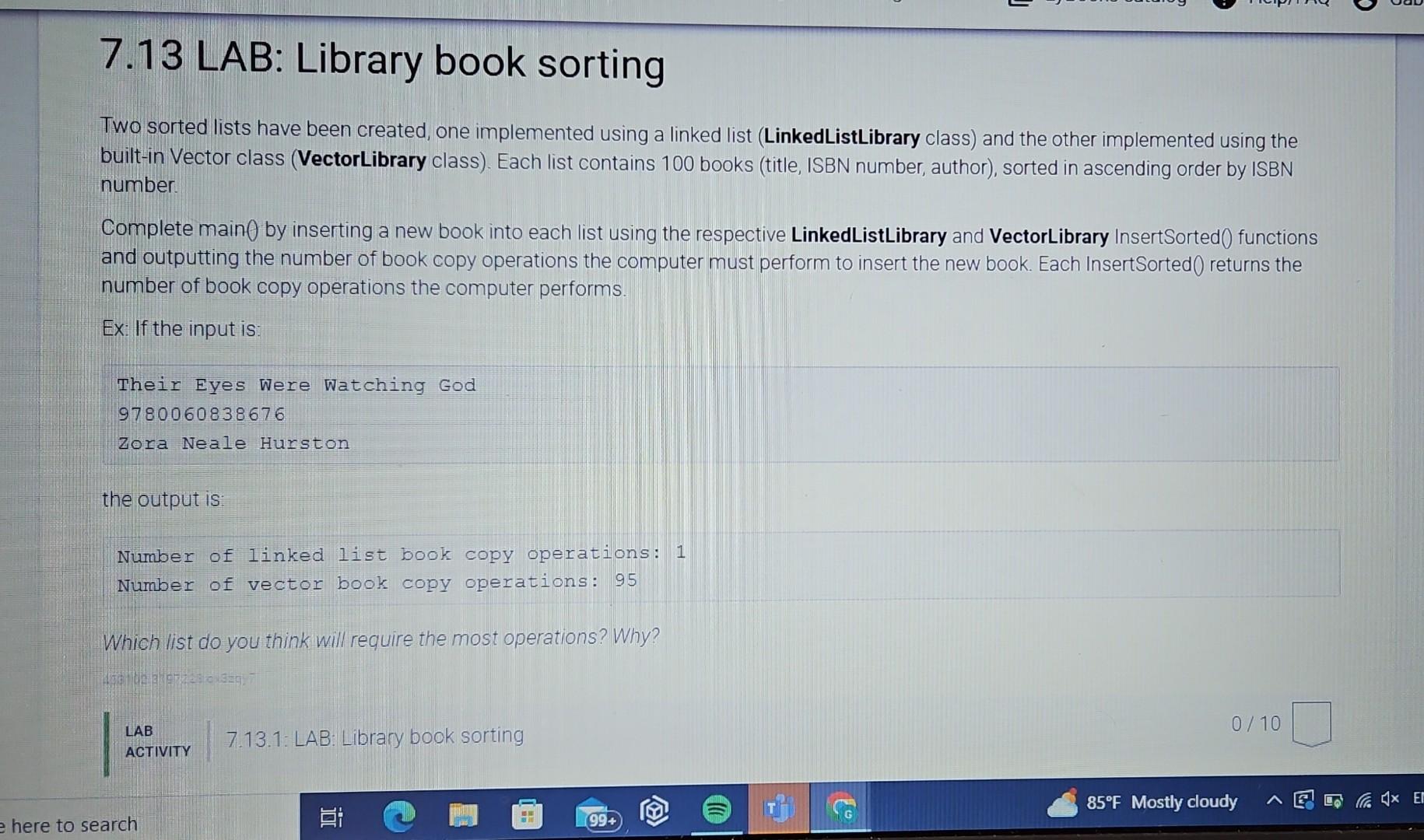 Solved Two Sorted Lists Have Been Created, One Implemented | Chegg.com