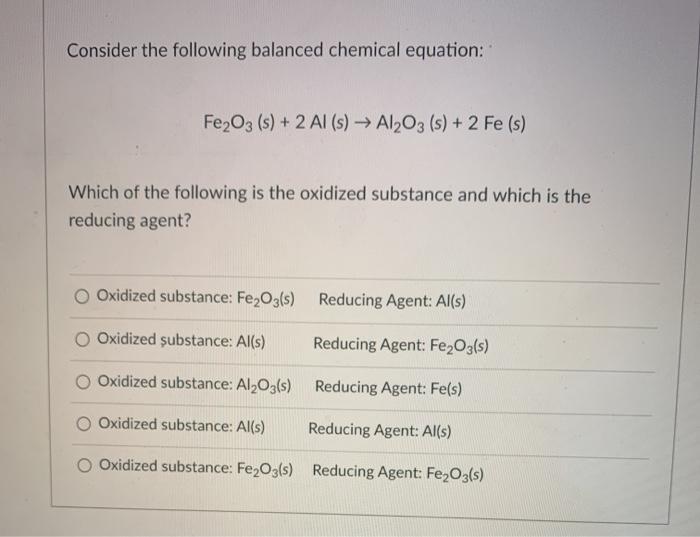 Solved Consider The Following Balanced Chemical Equation: | Chegg.com